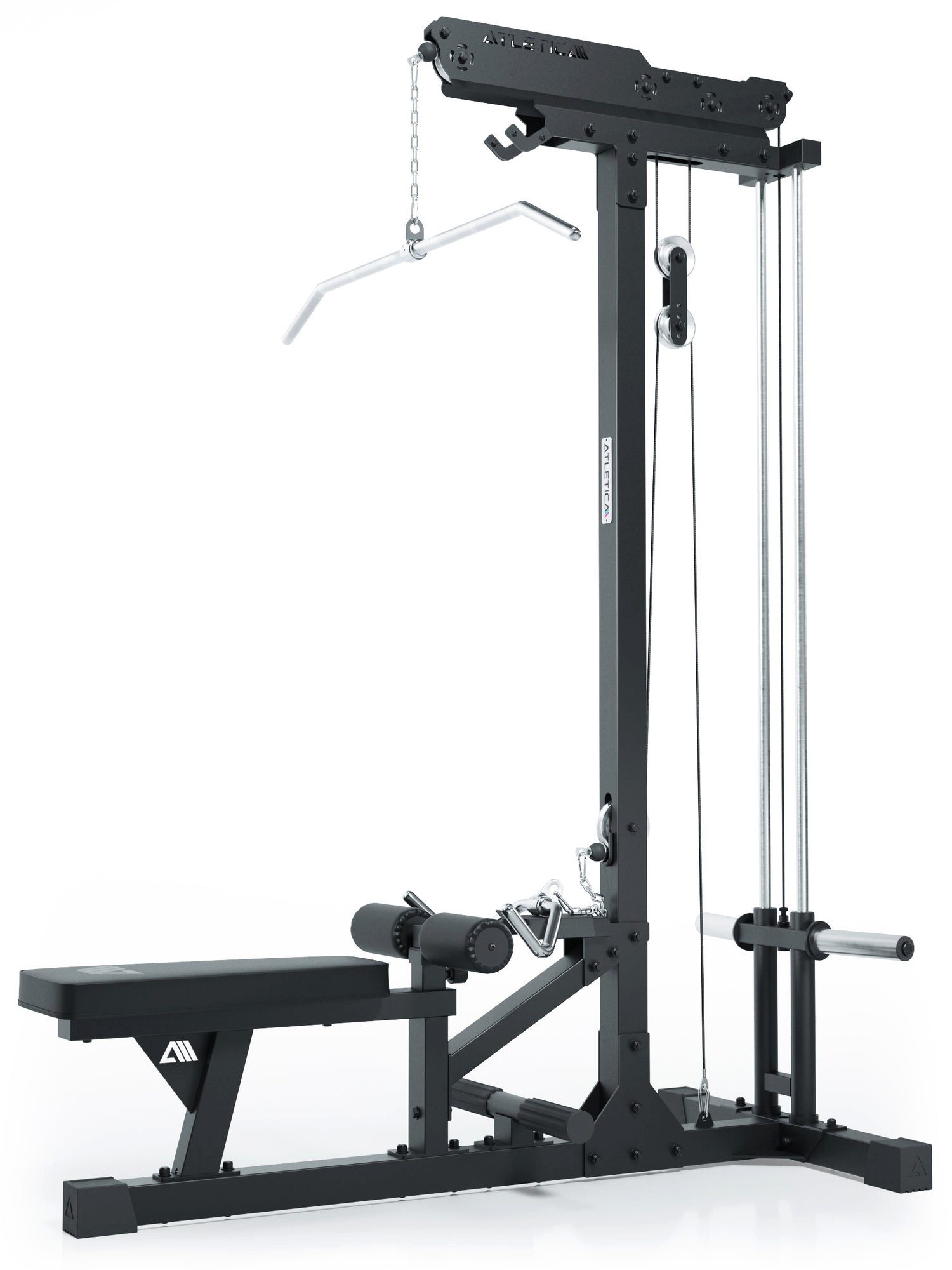 ATLETICA Power Rack Latzug mit Ruder-Station, Plate-Loaded, Studioqualität