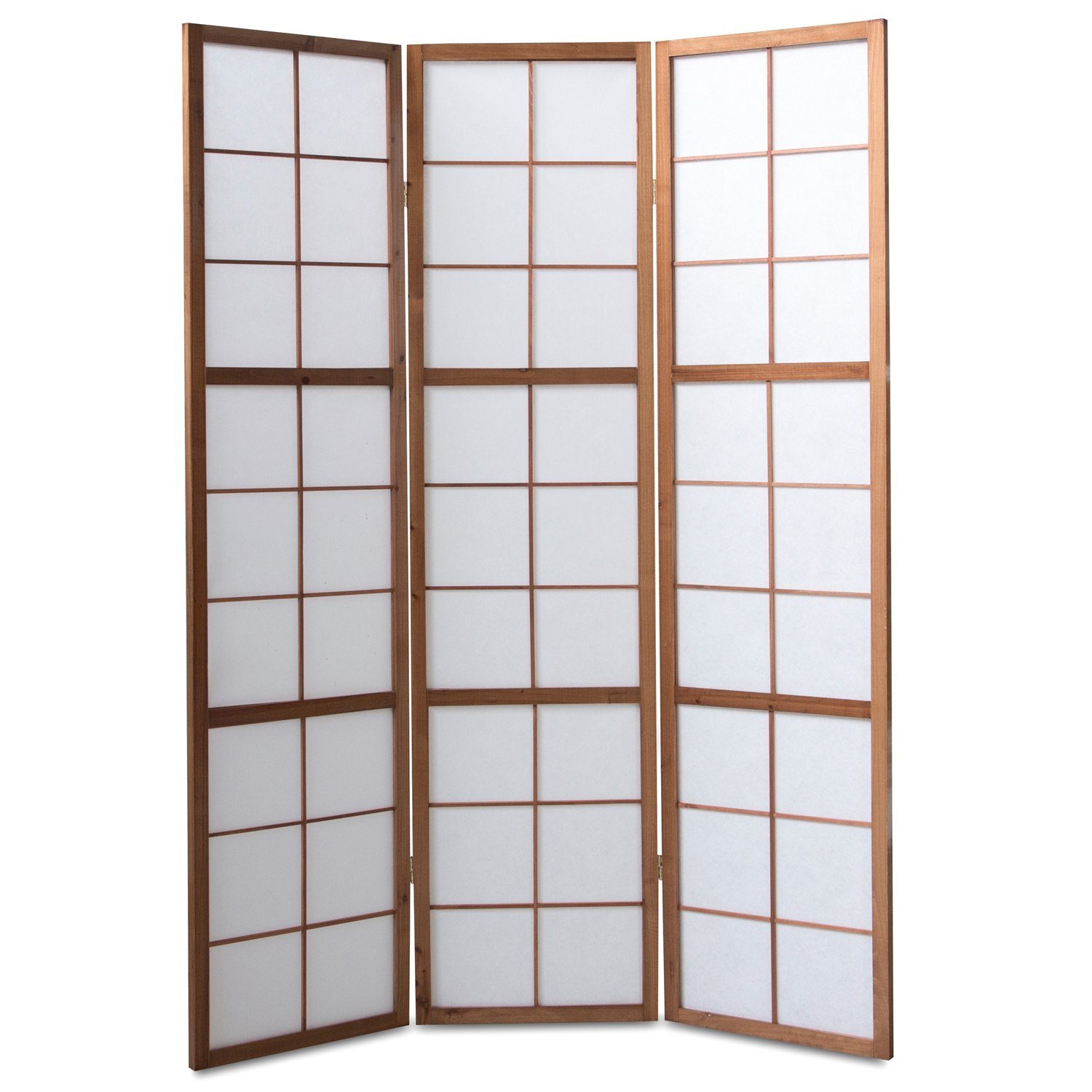 Homestyle4u Paravent Raumteiler Indoor Holz Sichtschutz Trennwand Shoji faltbar klappbar (3-teilig)