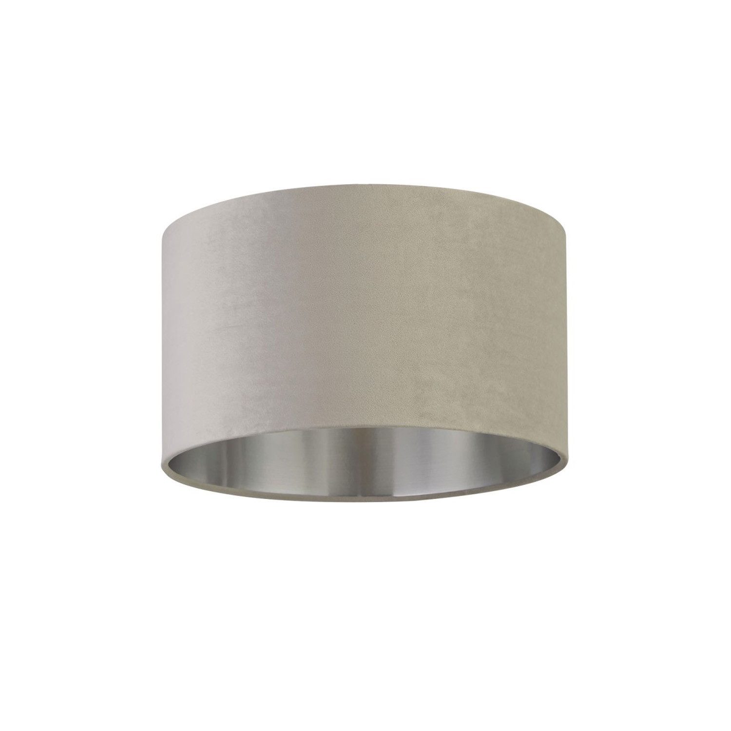Licht-Erlebnisse Lampenschirm GIRONA, Ø 38 cm in Hellgrau Silber gebürstet Stoff Modern Flur