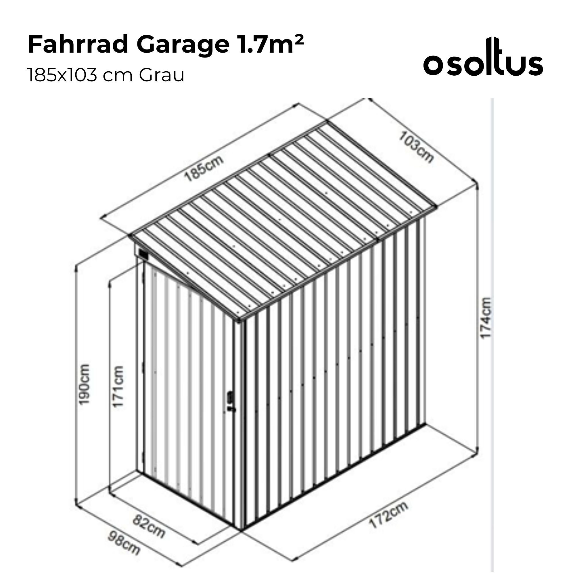 osoltus Gartenhaus osoltus Metall Gerätehaus Fahrradgarage Geräteschuppen 1,7m² 185 x