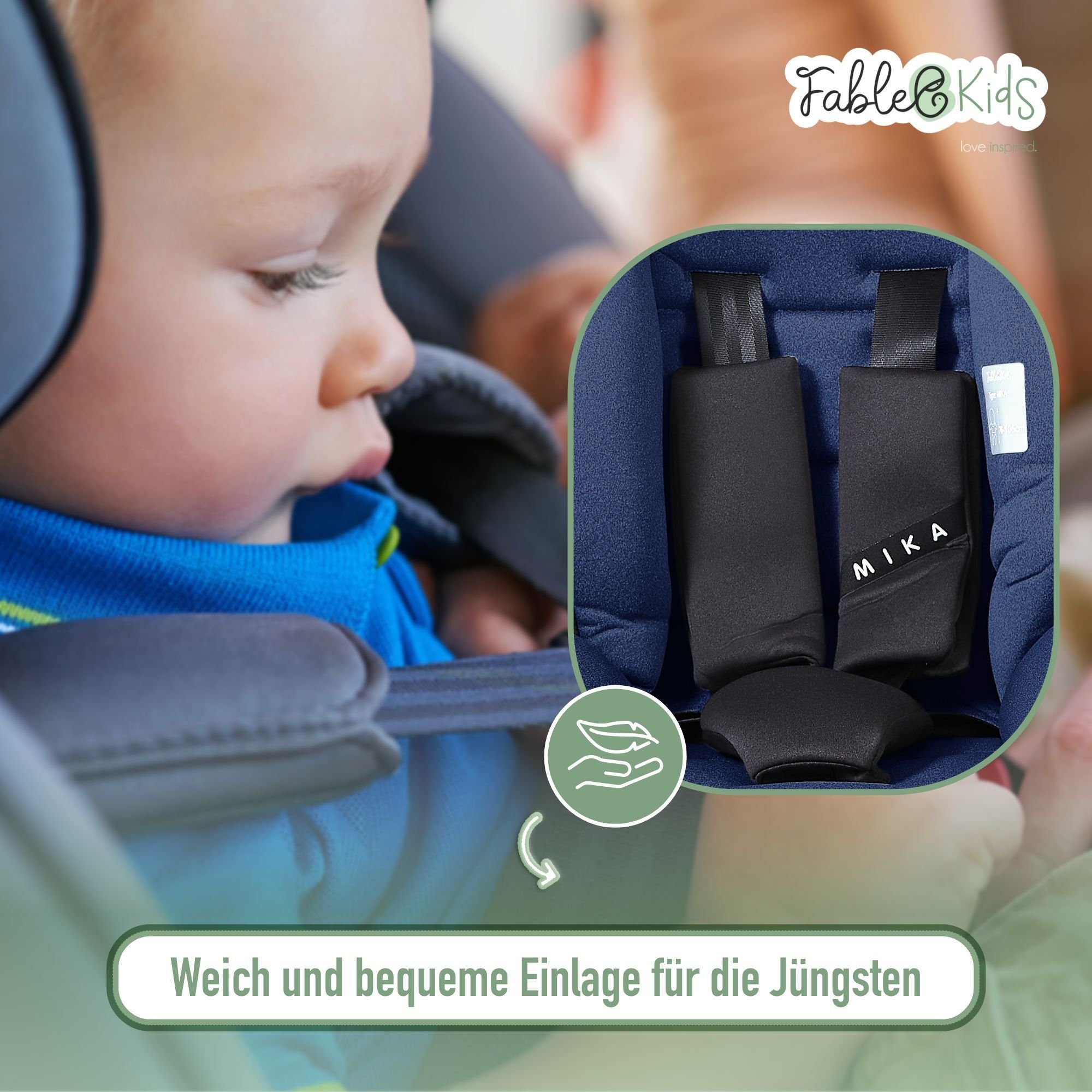 FableKids Autokindersitz Sitzerhöhung i-Size 76–150 cm, vorwärtsgerichtet, 3-Punkt-Gurt, ab: 15 Monaten, bis: 12 Jahre, Pflegeleicht: Bezug abnehmbar und waschb – Bild 4 von 5