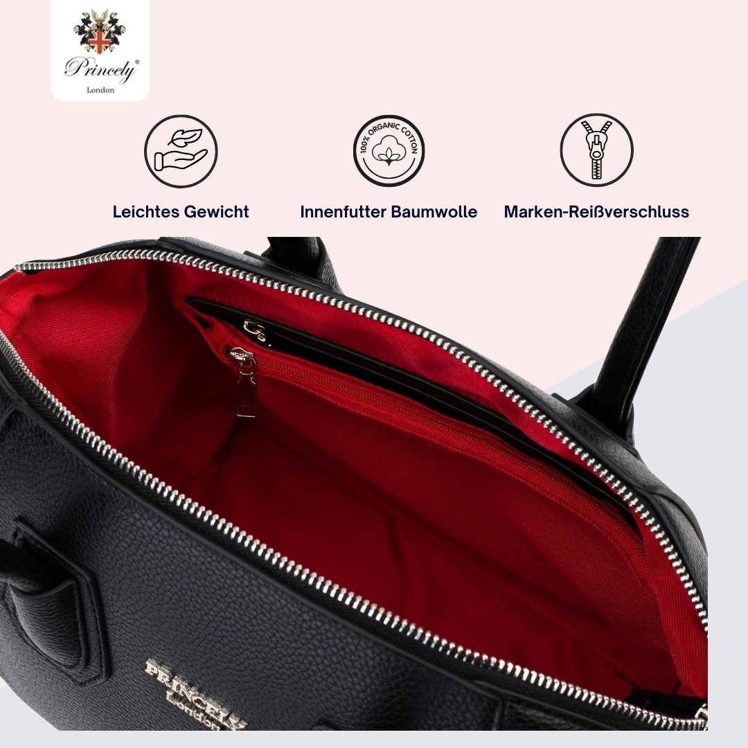 Princely London Henkeltasche Stella - Elegante Mittelgroße Damen Tasche mit abn. Schultergurt