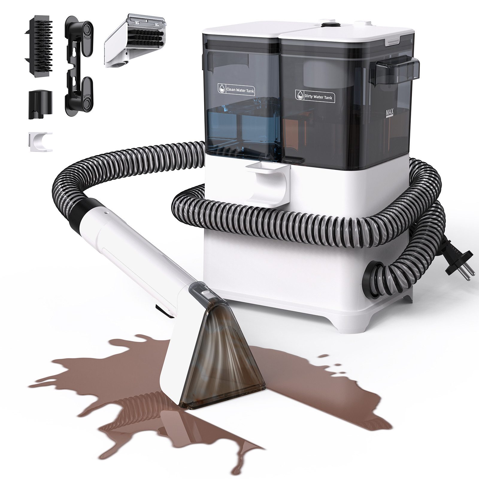 lubluelu Teppichreinigungsgerät V3 Polsterreiniger Gerät Waschsauger 12000Pa Fleckenreiniger 3in1, 450 W, beutellos, für Teppiche, Polster, Sofa, Auto, Flecken / Dual-Tank-Technologie