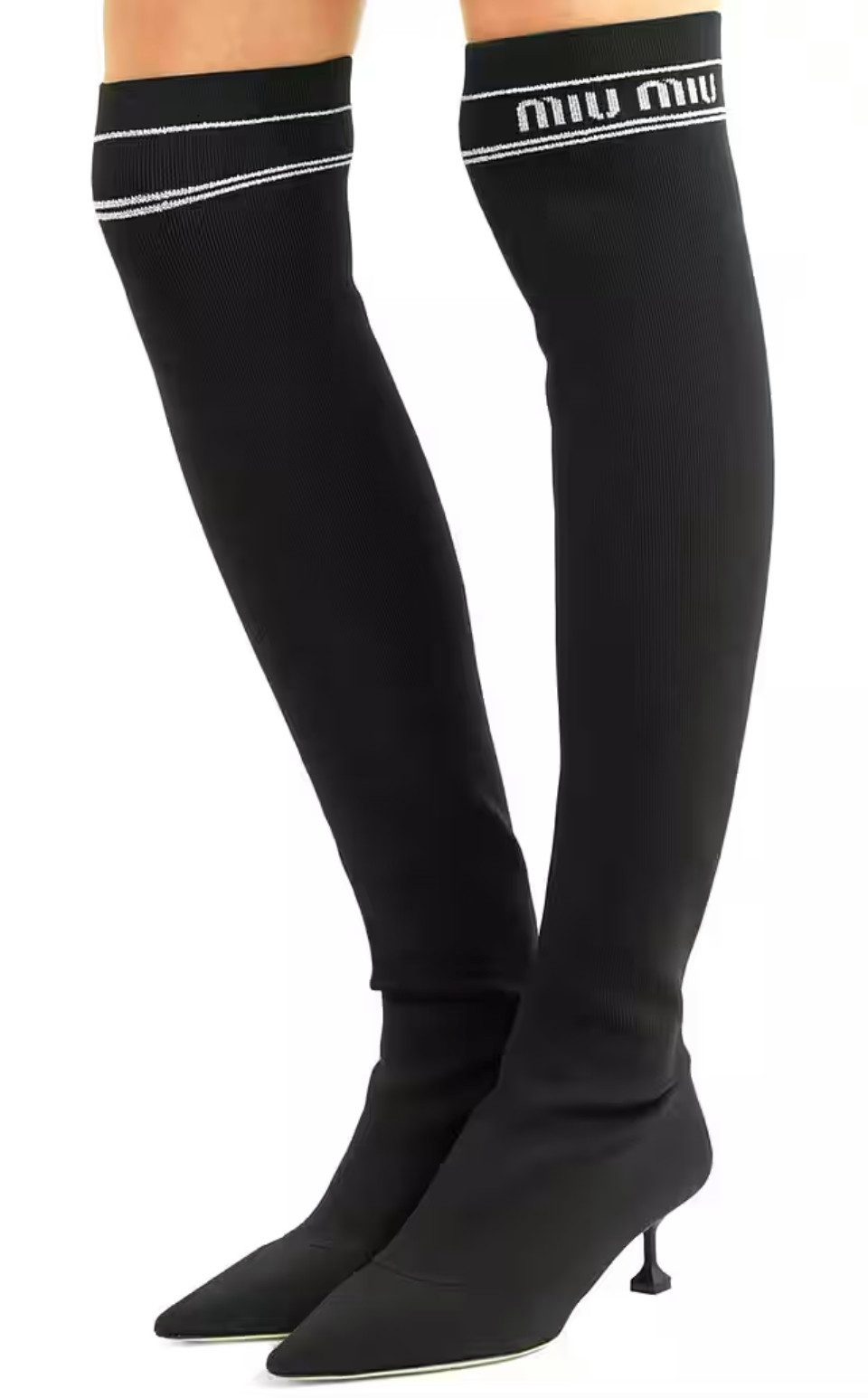 Miu Miu Sock Stiefel aus Rippstrick Overknee Boots Overkneestiefel Ein It-Piece für Sammlerinnen und Liebhaberinnen