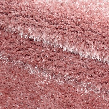 Teppich Unicolor - Einfarbig, Teppium, Rechteckig, Höhe: 50 mm, Teppich Wohnzimmer Einfarbig Rosa, Langflor Shaggy Flauschig Weich