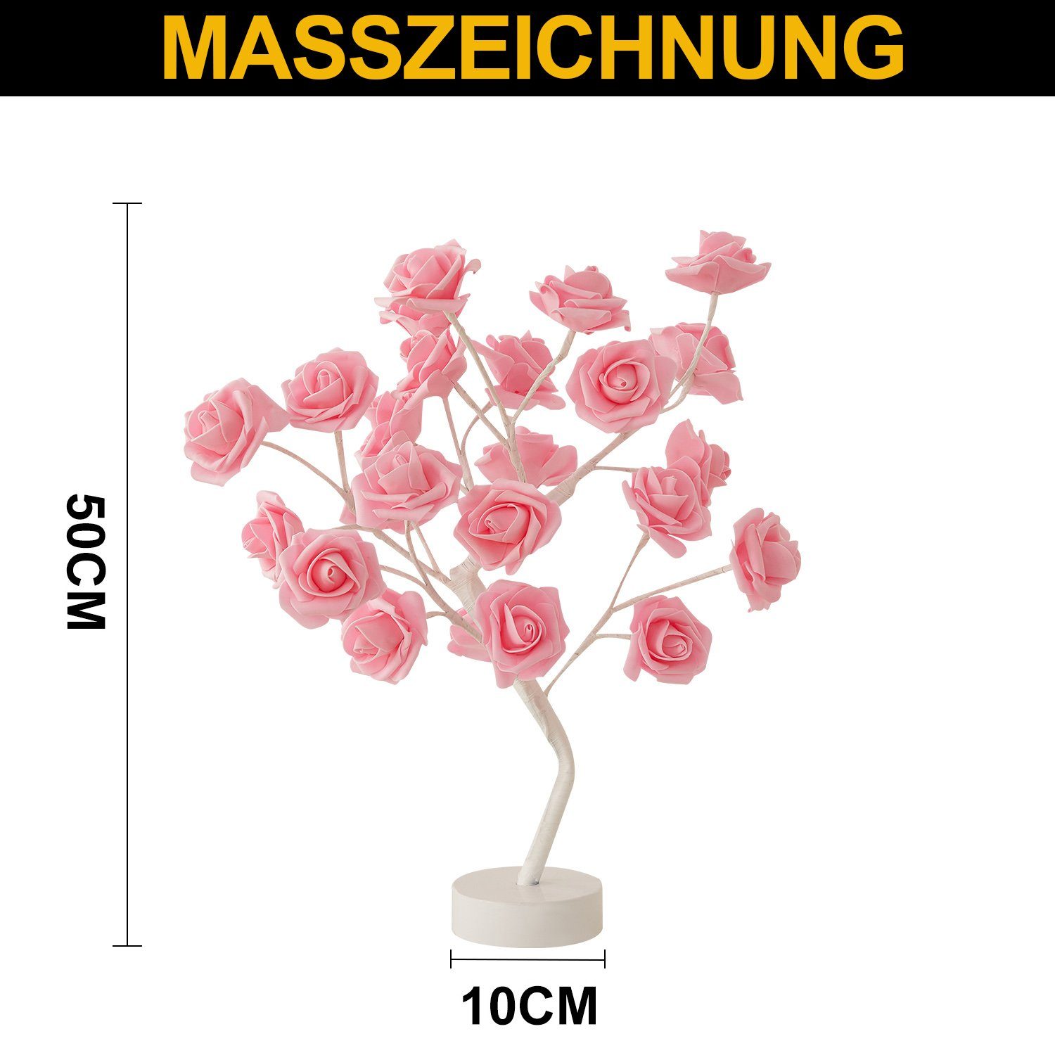 Rosnek LED Tischleuchte LED Tisch-Bonsai-Baum Nachtlicht, Künstliche Rose Blume, Warmweiß, Home Hochzeit Party Dekor,Valentinstag Geschenk