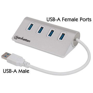 IC INTRACOM MANHATTAN Hub 4-Port 4xUSB3.0 Alu Strom: USB/Netzteil Netzwerk-Switch