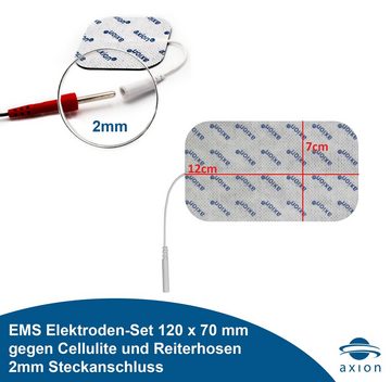 Axion Elektrodenpads passend zu Prorelax, Promed, axion - 12x7cm, 2mm Steckanschluss, gegen Cellulite und Reiterhosen-Syndrom, 2 St.,selbstklebende TENS EMS Elektroden für TENS EMS Geräte