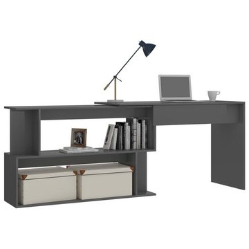 furnicato Schreibtisch Eckschreibtisch Hochglanz-Grau 200x50x76 cm Holzwerkstoff