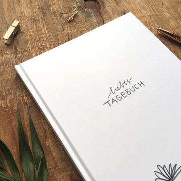 Eine der Guten Verlag Tagebuch Liebes Tagebuch - großes Notizbuch weiß, 120 Seiten, 80 g Recyclingpapier weiß, Hardcover, 18x24 cm mit Linien