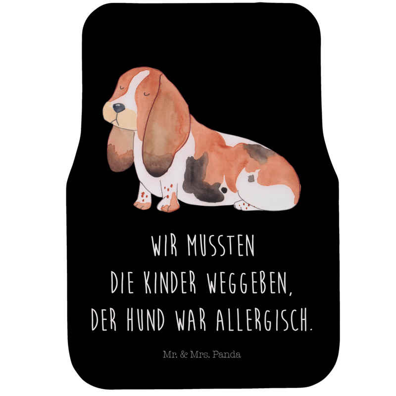 Fußmatte Hund Basset Hound - Schwarz - Geschenk, Hundebesitzer, lange Ohren, A, Mr. & Mrs. Panda, Höhe: 0.5 mm