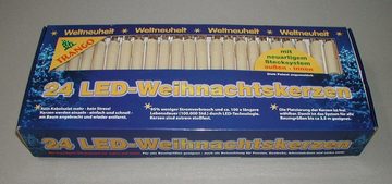 TRANGO LED-Lichterkette, 24-flammig, 340047 LED Weihnachtskerzen 24x warmweiß Kerzen IP44 Außen Stecksystem