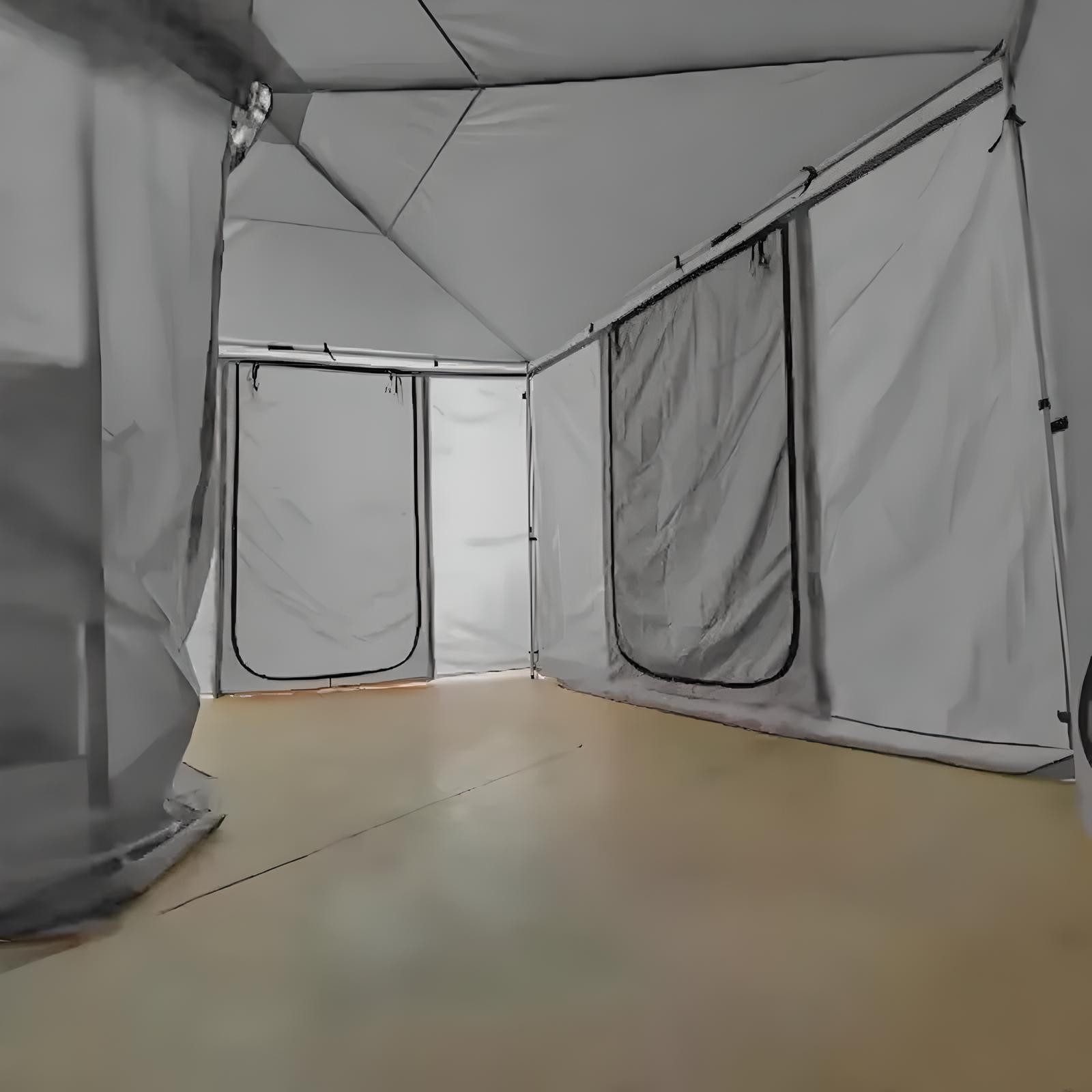 TZIpower Markisenvorzelt 270° Khaki Grau Automarkise/Zelt mit Vorzelt 200x200cm oder 250x200cm