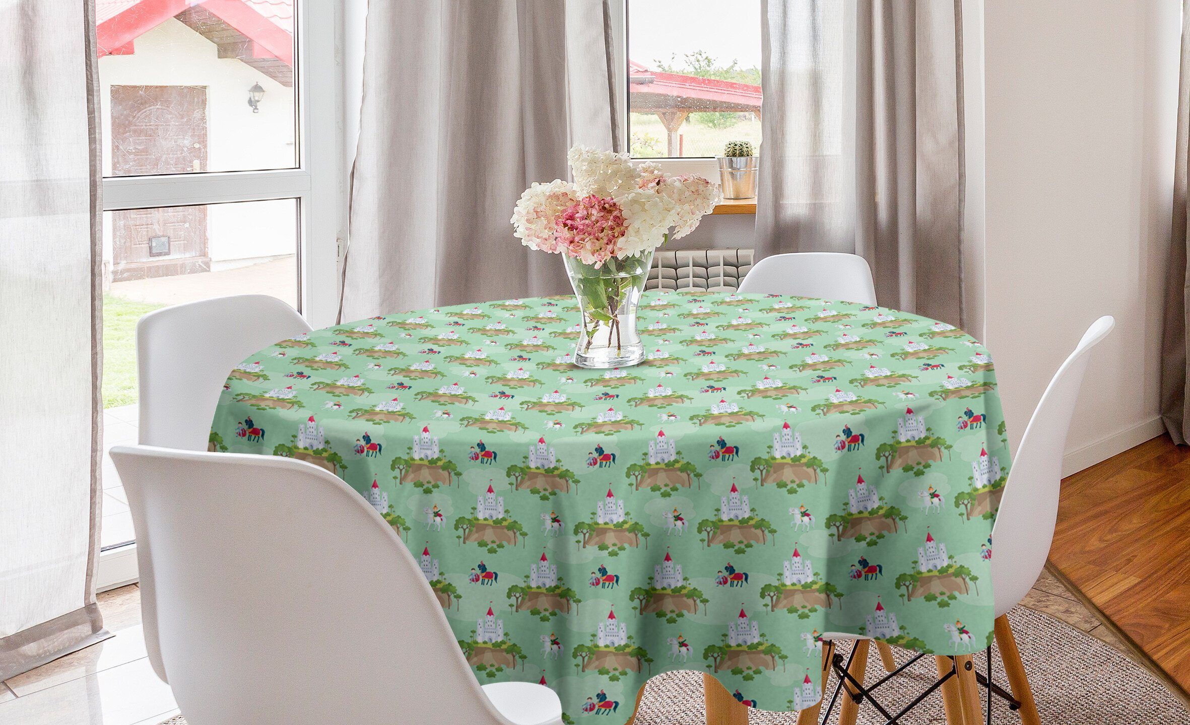 Pferd Abakuhaus Ritter Kreis für Abdeckung und das Esszimmer Tischdecke Prinz Dekoration, Schloss mit Küche Tischdecke