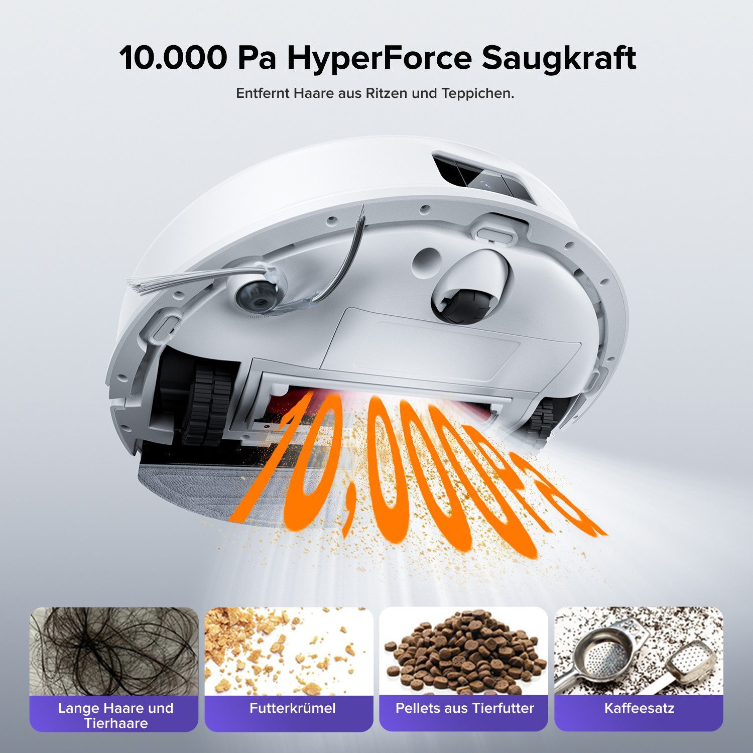 Roborock Saugroboter Q10 S5+ Saugroboter mit Wischfunktion, 10.000 Pa HyperForce Saugkraft, (Upgrade von S8 Plus)Auto Lifting Mopping,Dual Anti-Tangle System weiß