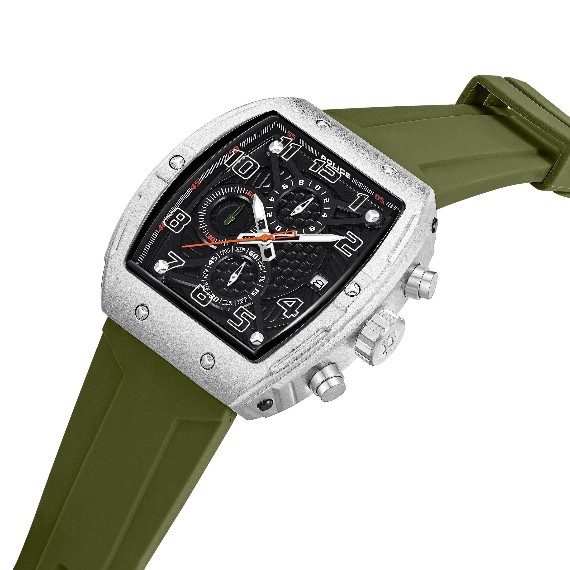 Police Chronograph Coswig PEWGO0063104, Quarzuhr, Armbanduhr, Herrenuhr, Silikonarmband, analog, Tag