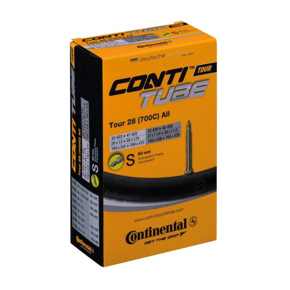 CONTINENTAL Fahrradschlauch 28" Schlauch "Tour 28 all", 27/28x1 1/4-1.75" (32/47-622/635), SV 60 m