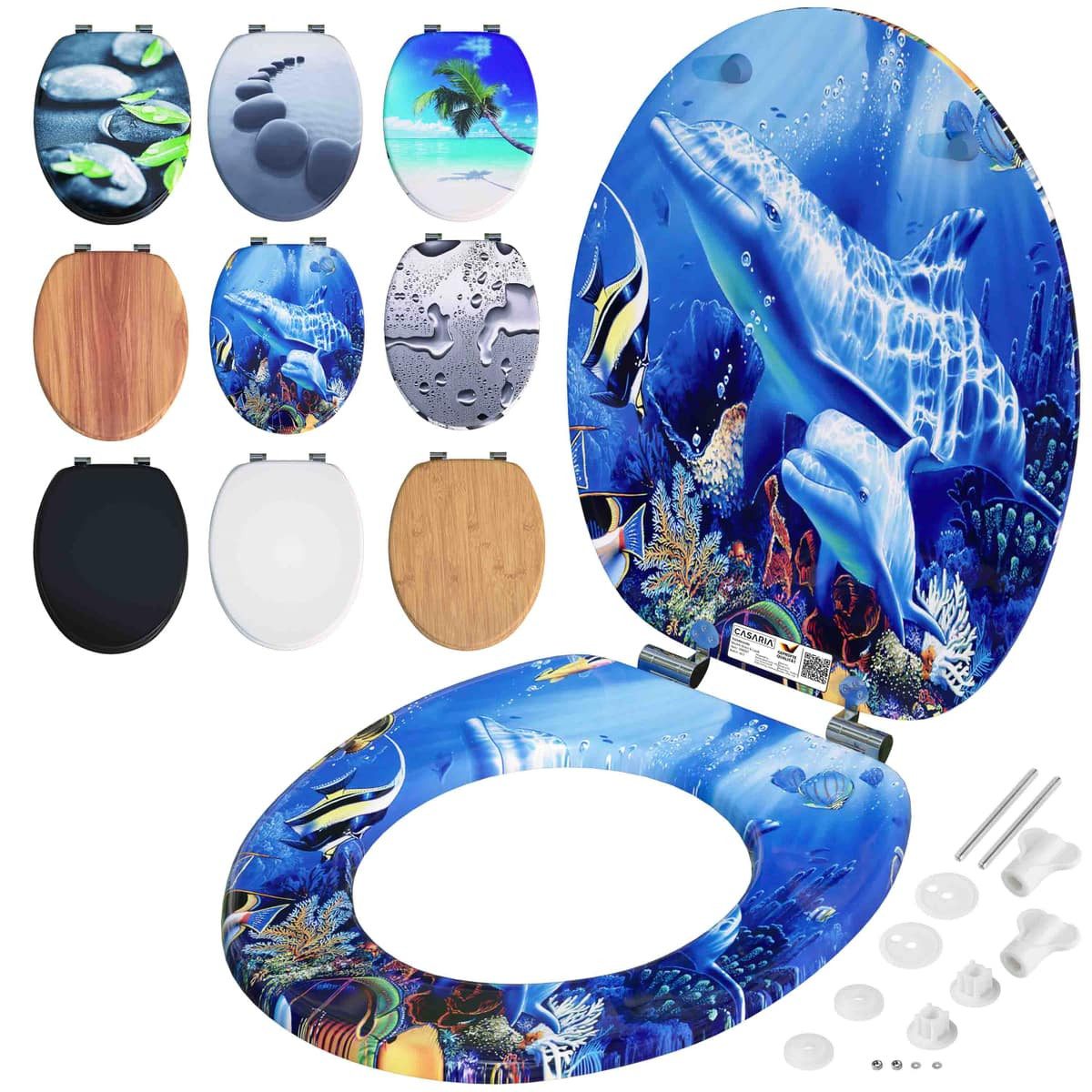 Casaria WC-Sitz, Doppelte Absenkautomatik MDF Holz hygienisch Toilettensitz Klobrille