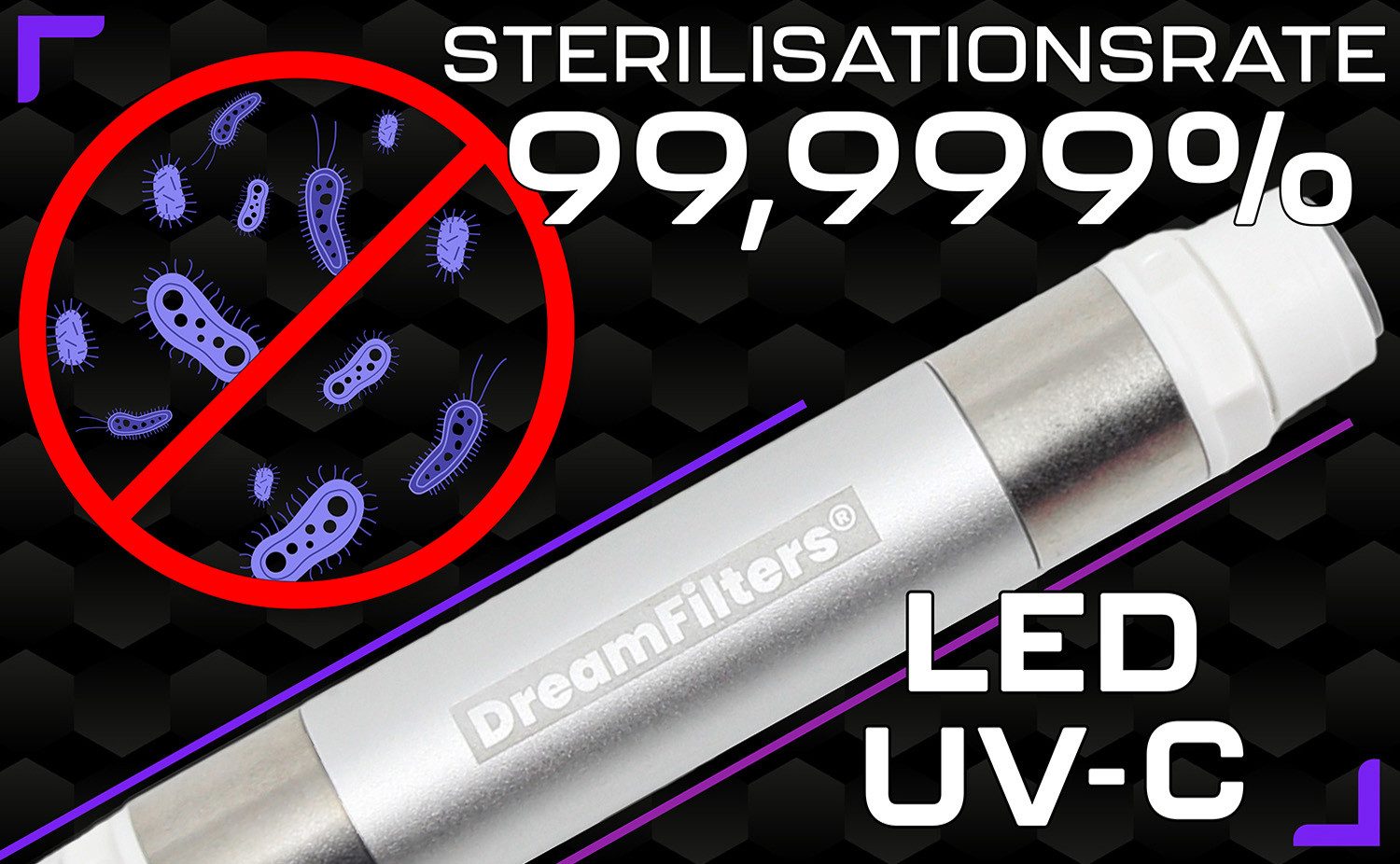 DreamFilters UVC-Desinfektionsgerät, LED UV-C Modul zur Wasserentkeimung für Wohnmobile & Filtersysteme, (1-tlg), Mit automatischer Wasserfluss-Erkennung.