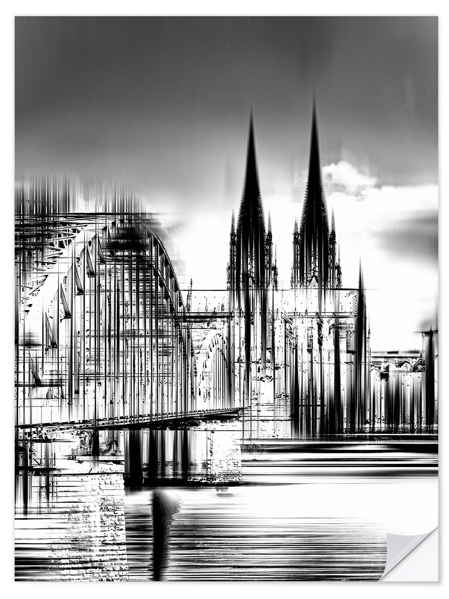 Posterlounge Wandfolie Städtecollagen, Kölner Skyline in Schwarz/Weiß, Illustration