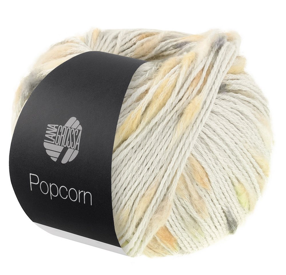 LANA GROSSA POPCORN Häkelwolle, 125 m (Effektnetzgarn gefüllt mit bunten, flauschigen Farbspots aus 100% Baumwolle), 50 g