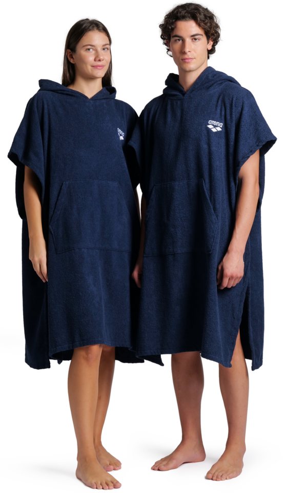 Arena Badeponcho arena Unisex Baumwoll Poncho Bademantel, Midilänge, Baumwolle, Kapuze, ohne, Duschen, Strand, Sport, Schwimmbad, Sauna, Baumwolle, Unisex, bequem