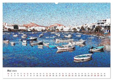 CALVENDO Wandkalender Lanzarote & La Graciosa - Im Stil von Vicent van Gogh (Premium, hochwertiger DIN A2 Wandkalender 2023, Kunstdruck in Hochglanz)