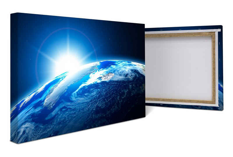 wandmotiv24 Leinwandbild Sunrise Earth Space, Weltall (1 St), Wandbild, Wanddeko, Leinwandbilder in versch. Größen