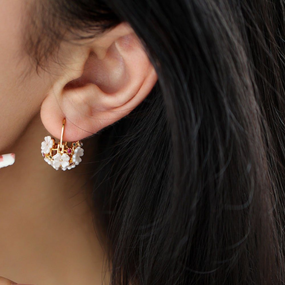AUzzO~ Paar Ohrhänger Paar Ohrringe Damenschmuck Ohrringe für Bräute Blume Ohrringe baumeln Weiß