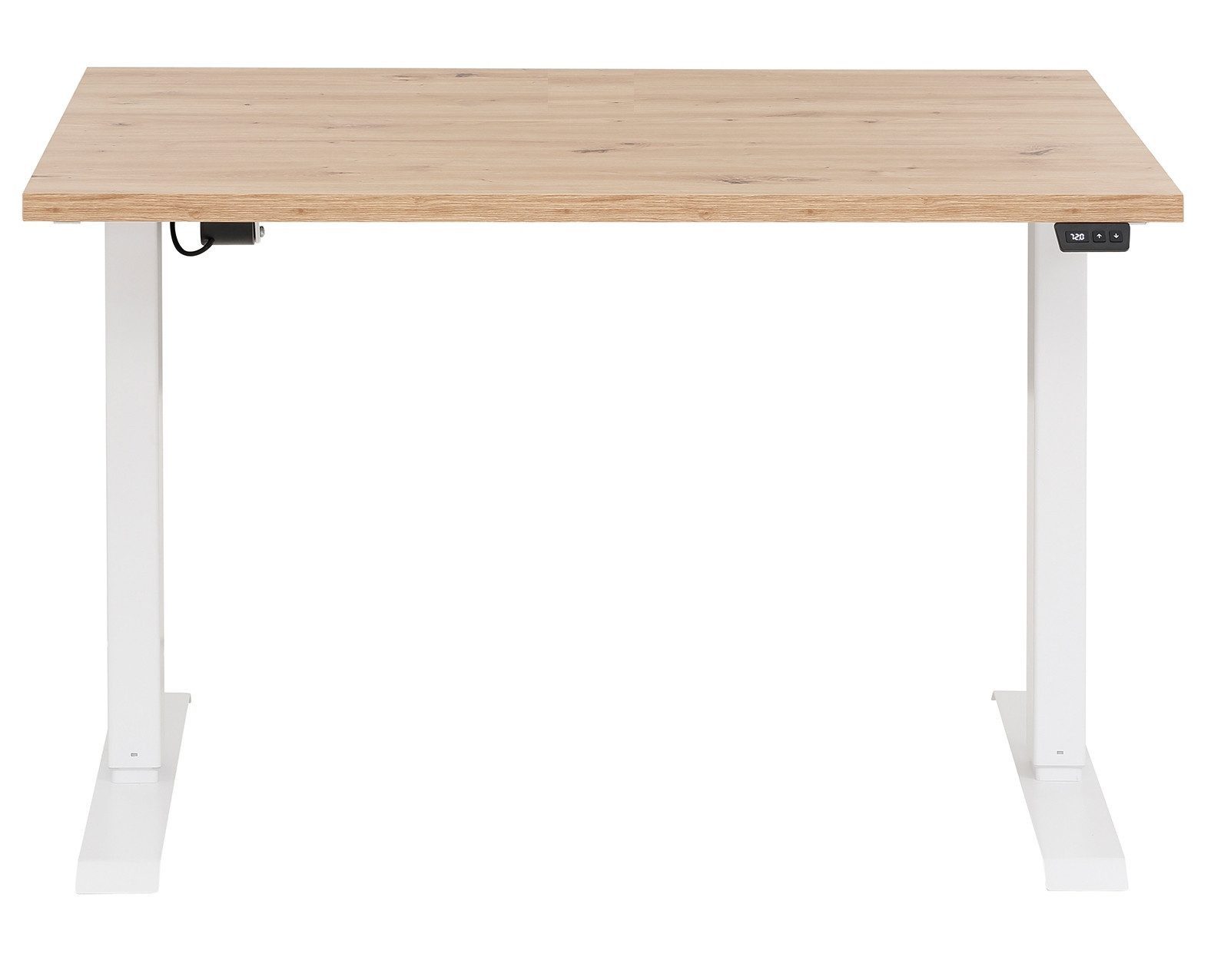 Maja Möbel Schreibtisch Höhenverstellbarer Schreibtisch Weiß mit massiver Bambusplatte (Spar-Set, 1-St., 1 Tisch), von MAJA Möbel, höhenverstellbar, 2-Motoren-Gestell