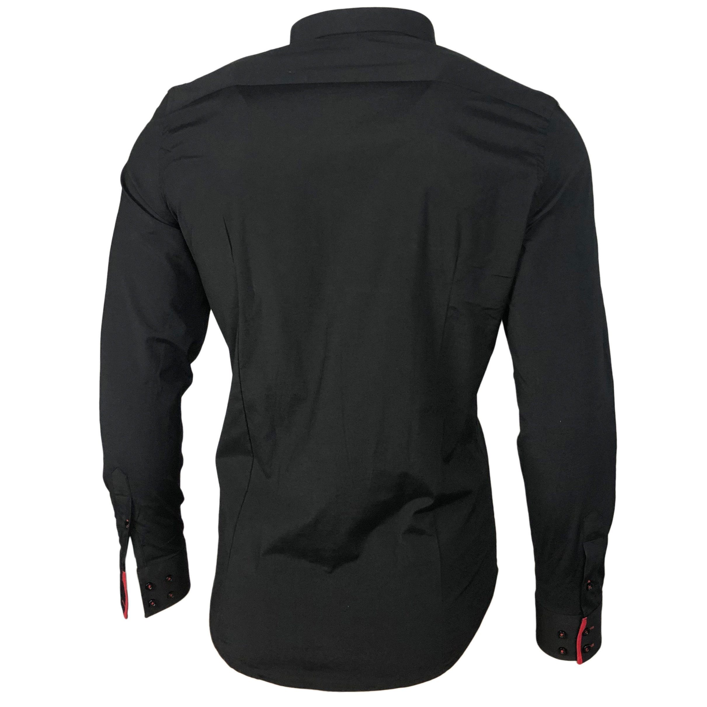 Baxboy Langarmhemd Baxboy Herren Hemd Kentkragen Hemden Slim Fit mit Kontrasten Farbe