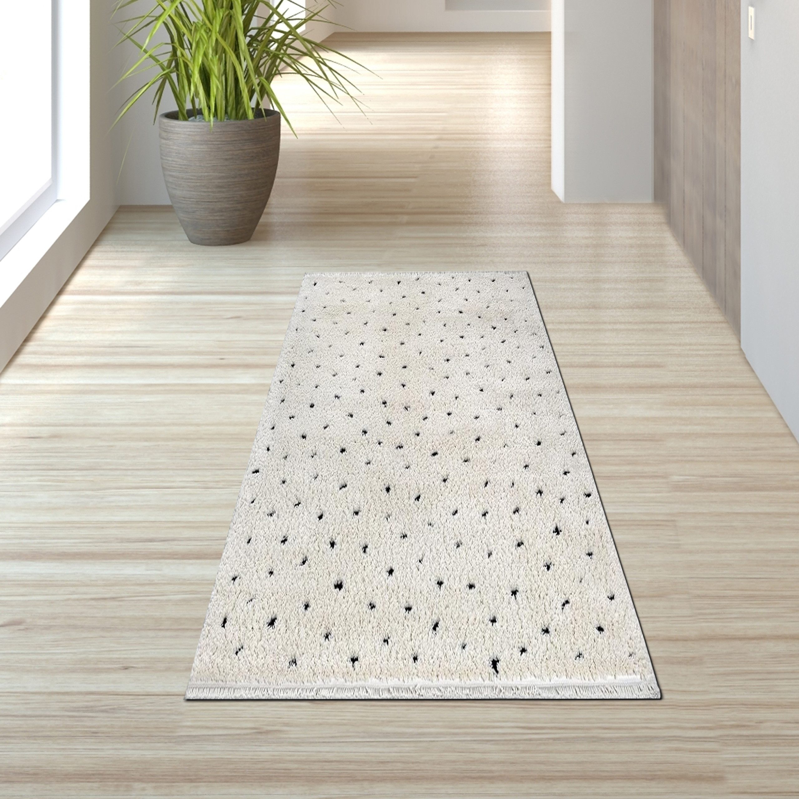 TeppichHome24 Teppich Teppich gepunktet Creme Wohnzimmer weich modern flaus günstig online kaufen
