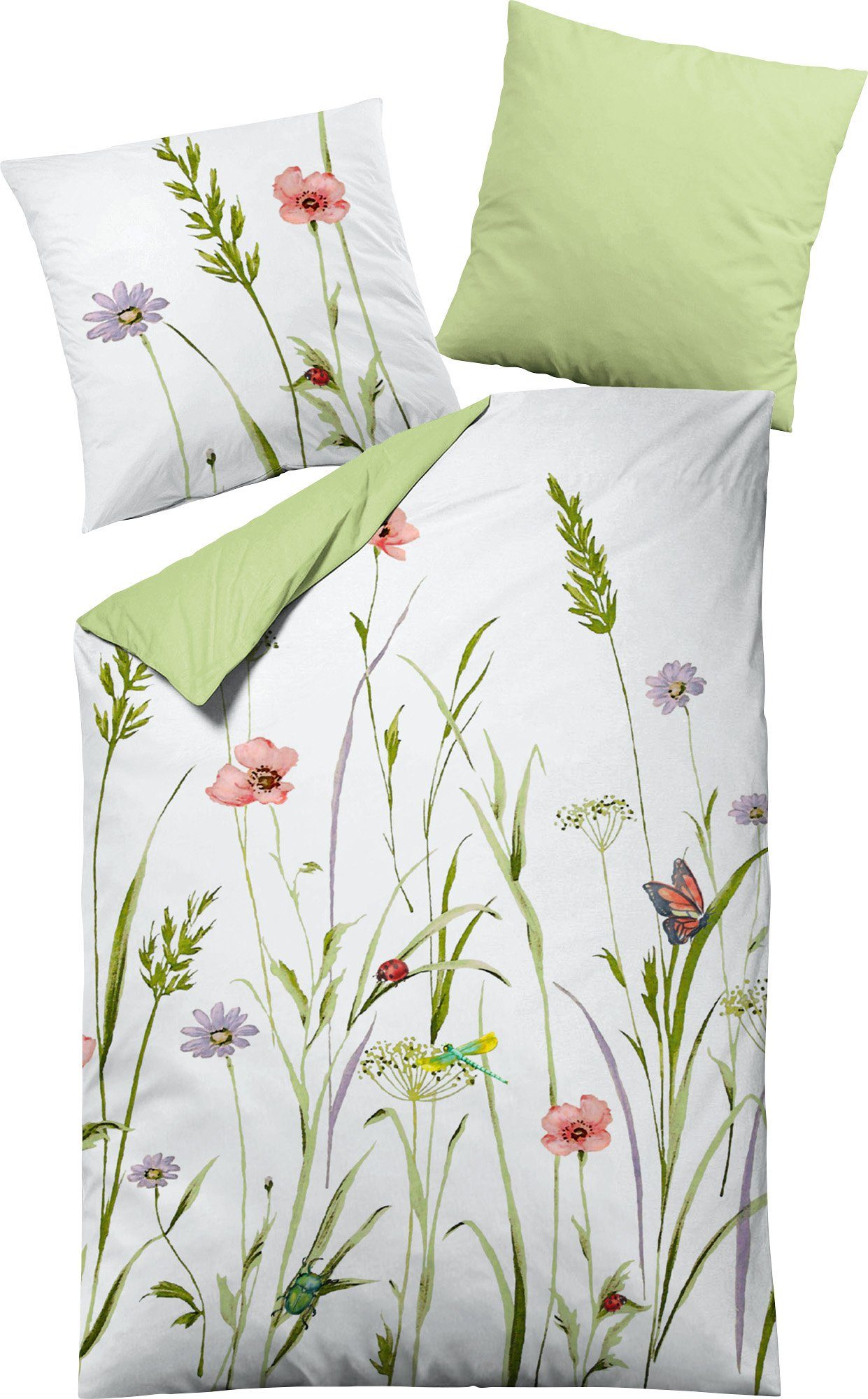 Bettwäsche Wendebettwäsche, Dormisette, Mako-Satin, 2 teilig, Blumen