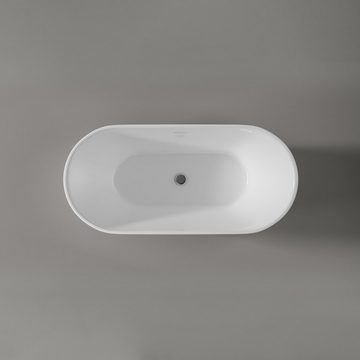 Bernstein Badewanne MIO, (modernes Design / Acrylwanne / Sanitäracryl / mit Siphon), freistehende Wanne / Weiß Glänzend / 170 cm x 75 cm / Acryl / Oval
