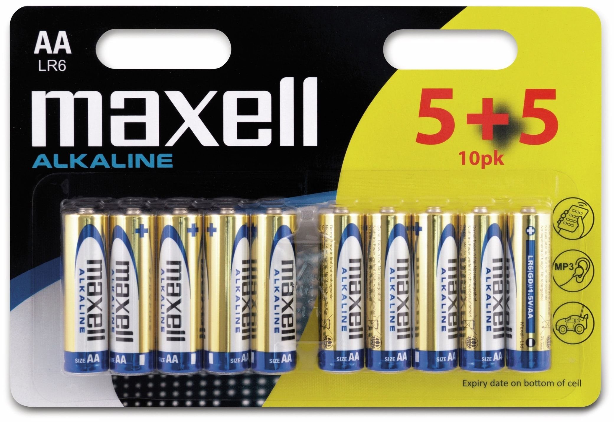 Alkaline, LR6, 10 Stück Mignon-Batterie Maxell MAXELL Batterie AA,