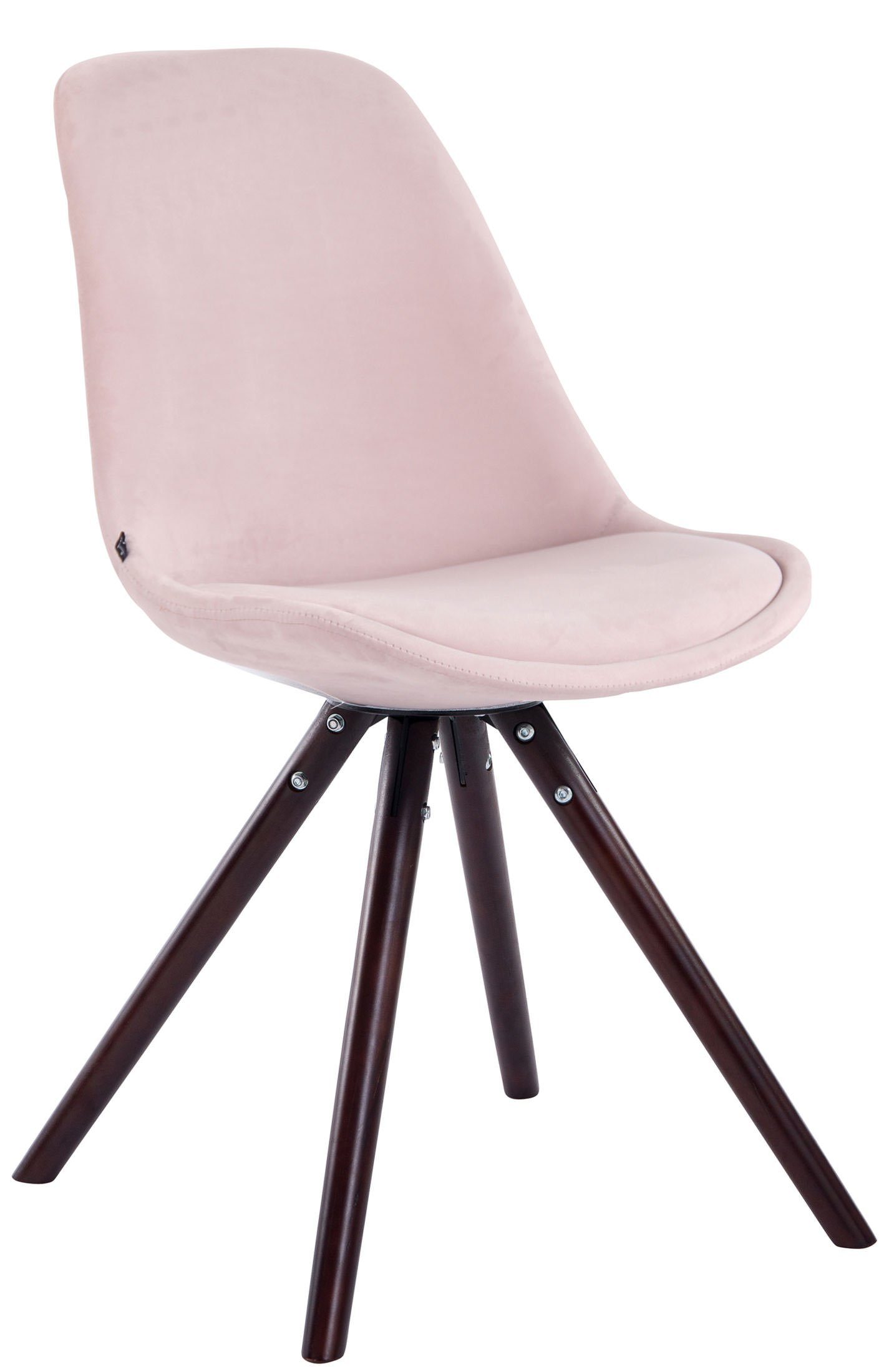 TPFLiving Besucherstuhl Toulon mit hochwertig gepolsterter Sitzfläche - Konferenzstuhl (Küchenstuhl - Esszimmerstuhl - Wohnzimmerstuhl), Gestell: Buchenholz Cappuccino rund - Sitzfläche: Samt pink
