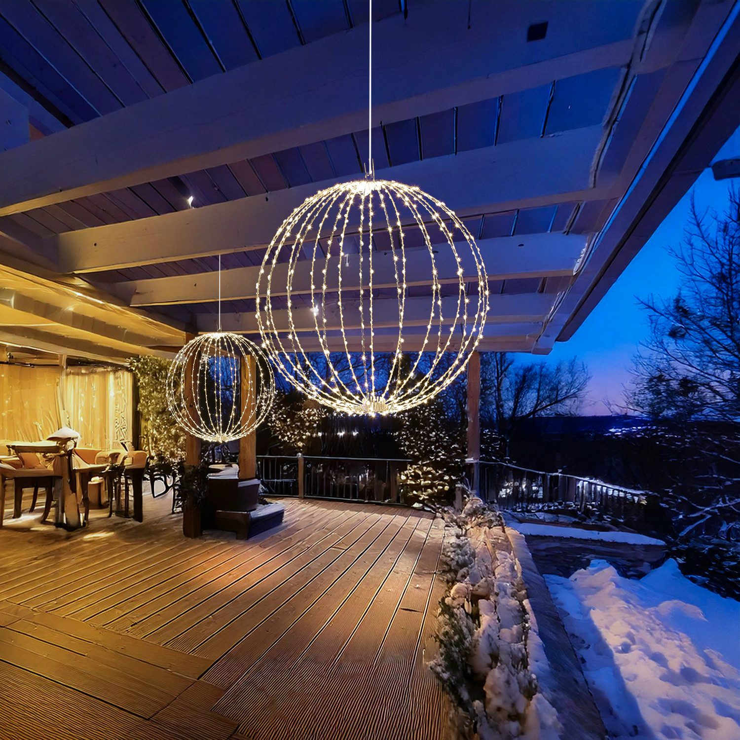 MARELIDA LED Kugelleuchte Drahtkugel Leuchtkugel faltbar D: 58cm 480LED 8Mo günstig online kaufen