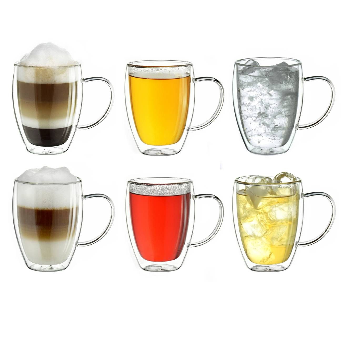 Creano Teeglas Thermoglas “hoch” mit Henkel 250ml 6er-Set, Borosilikatglas, 6 Gläser