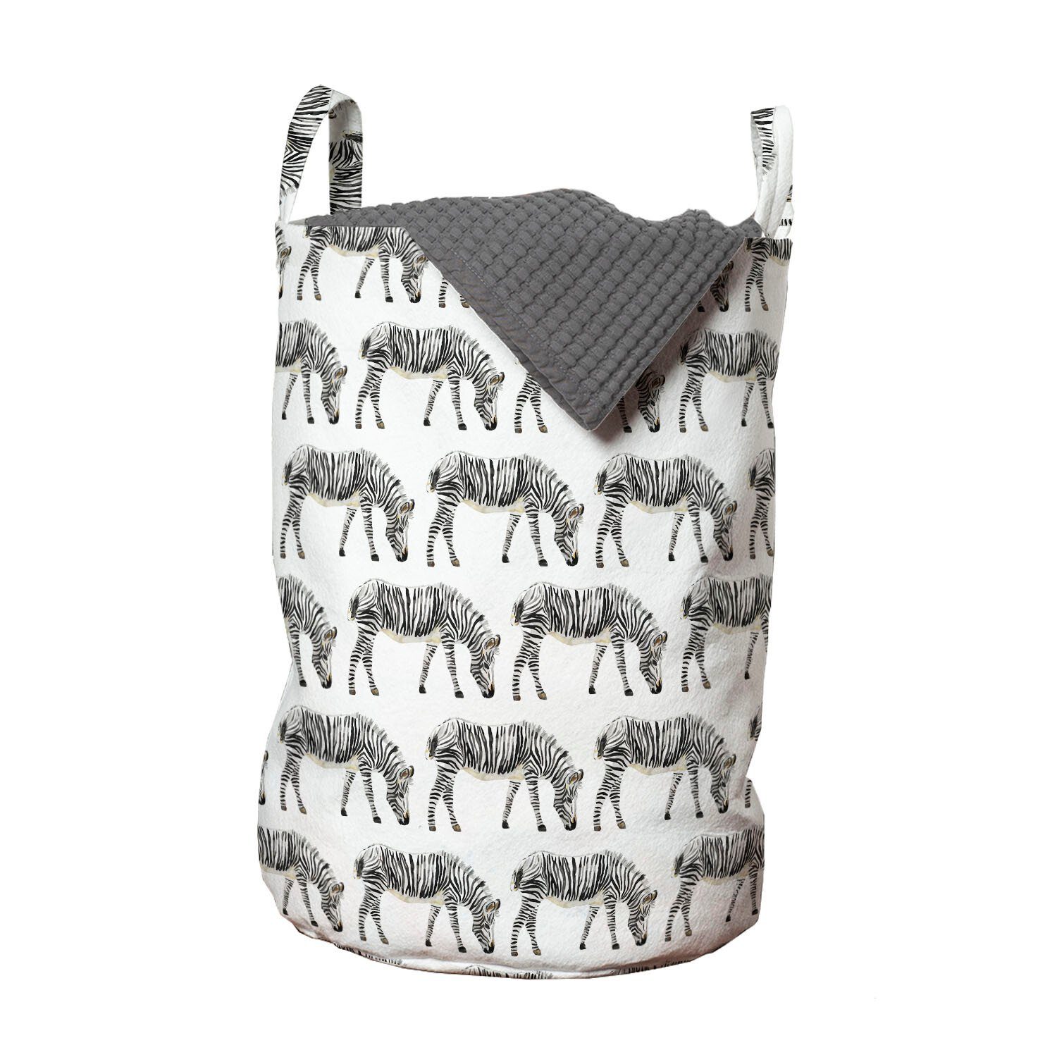 Abakuhaus Wäschesäckchen Wäschekorb mit Griffen Kordelzugverschluss für Waschsalons, Zebra Continuing gestreifte Tierkunst
