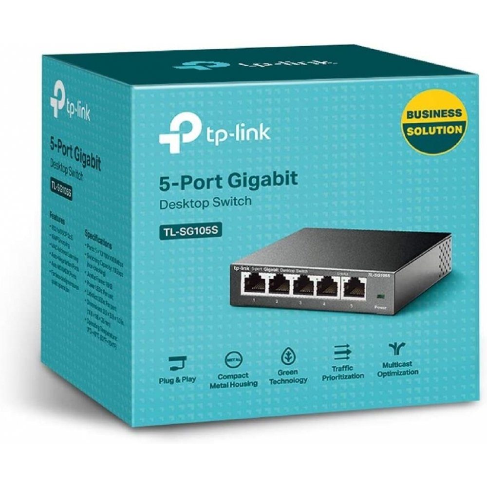 tp-link TL-SG105S 5-Port Gigabit Ethernet - Desktop Switch - schwarz Netzwerk-Switch