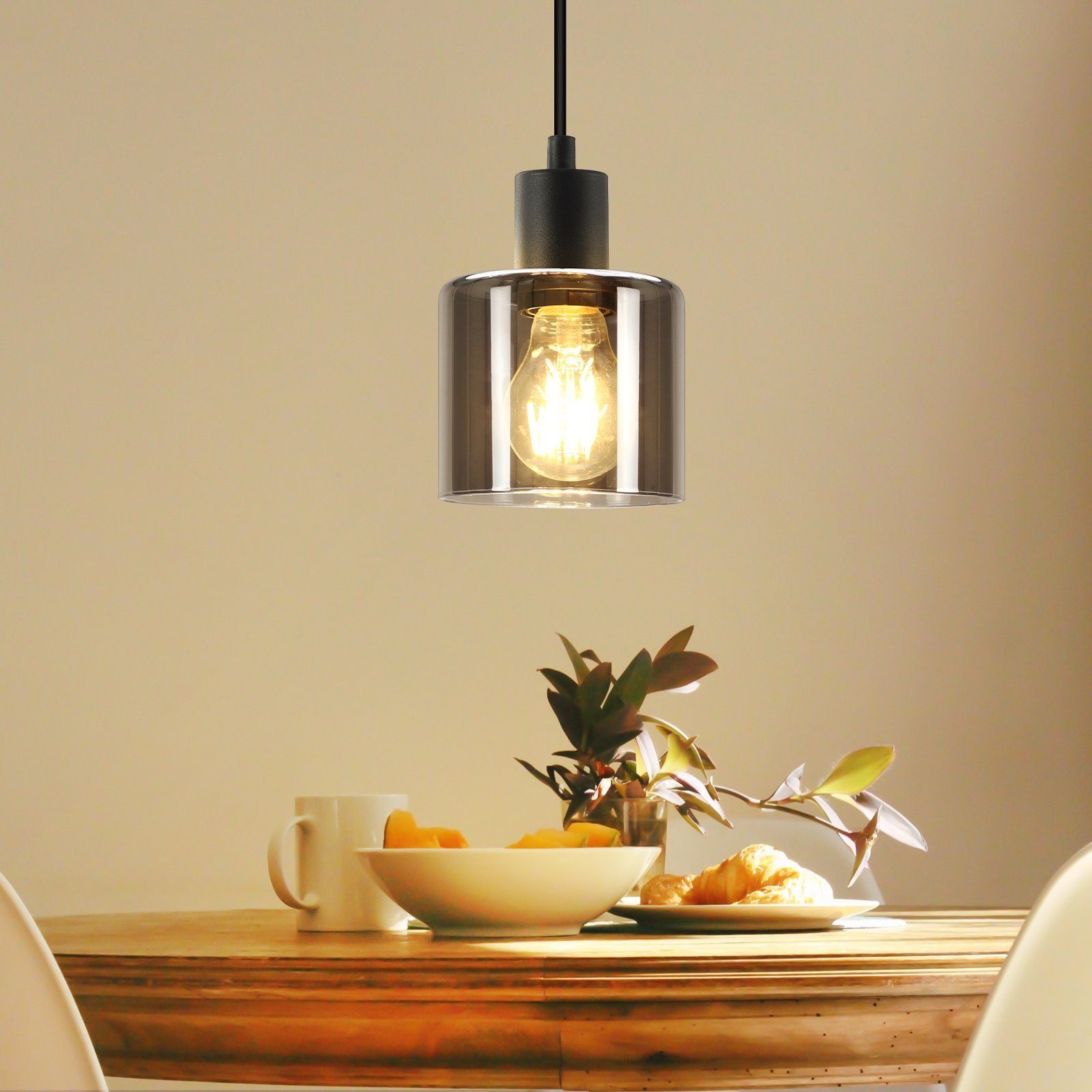 ZMH Pendelleuchte Vintage Esstisch Hängelampe Schwarz E27 für Wohnzimmer Hotel, ohne Leuchtmittel, Esszimmerlampe x Industrial Pendellampe Höhenverstellbar – Bild 3 von 5