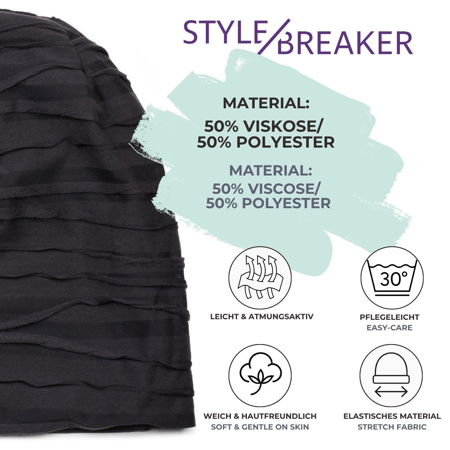 styleBREAKER Beanie Beanie mit Falten Muster (1-St)