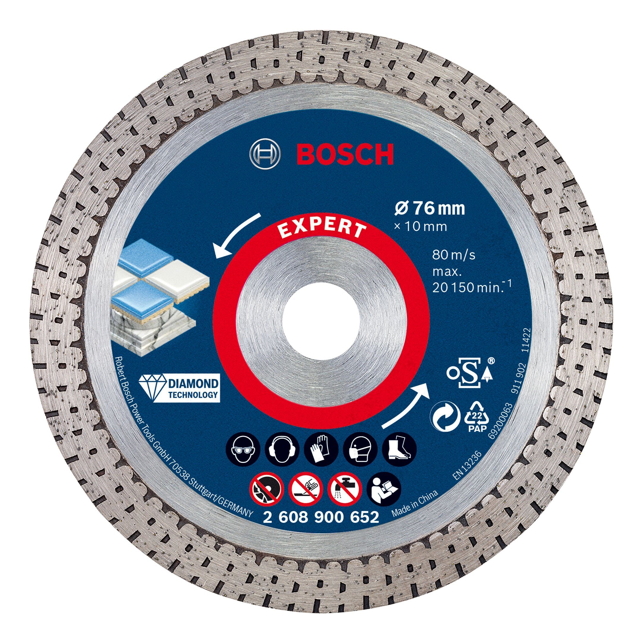 BOSCH Trennscheibe Expert HardCeramic, Ø 76 mm, Diamanttrennscheiben 76 x 1,5 x 10 mm