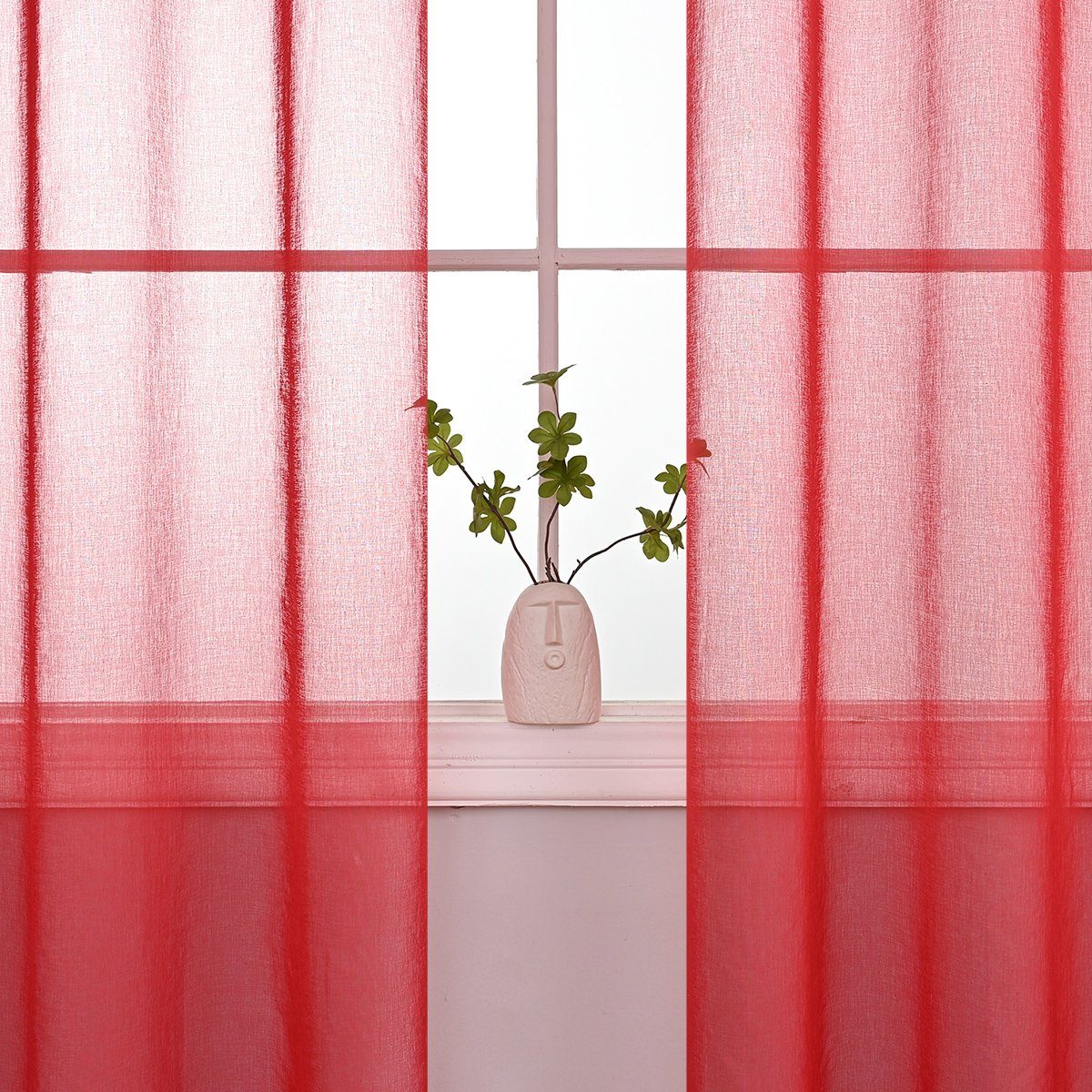 Vorhang, HOMEIDEAS, Ösen Gardine Deko Rot St), (2 Fensterschal