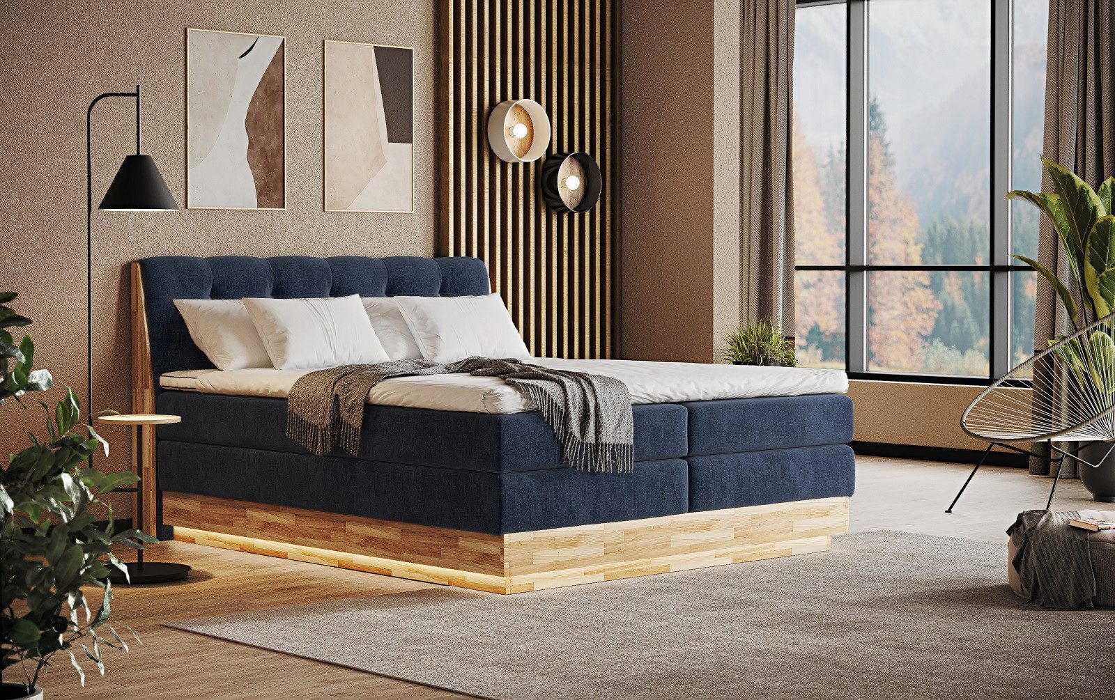 COTTA Boxspringbett Melissa - mit LED, Bettkästen, Kaltschaum-Topper & H2/H3 Matratzen (Bett inklusive Matratze, Topper und Bettkasten), mit LED, Kaltschaum-Topper, Bettkasten & H2/H3-Matratzen