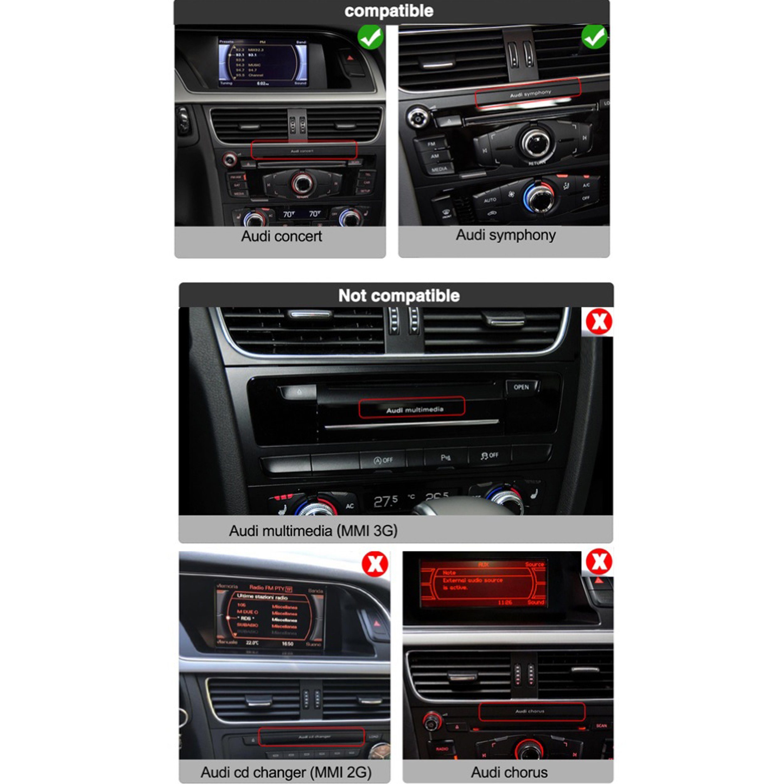 TAFFIO Für Audi A5 S5 8T 8F Concert/Symphony 8.8" Touch Android GPS CarPlay Einbau-Navigationsgerät