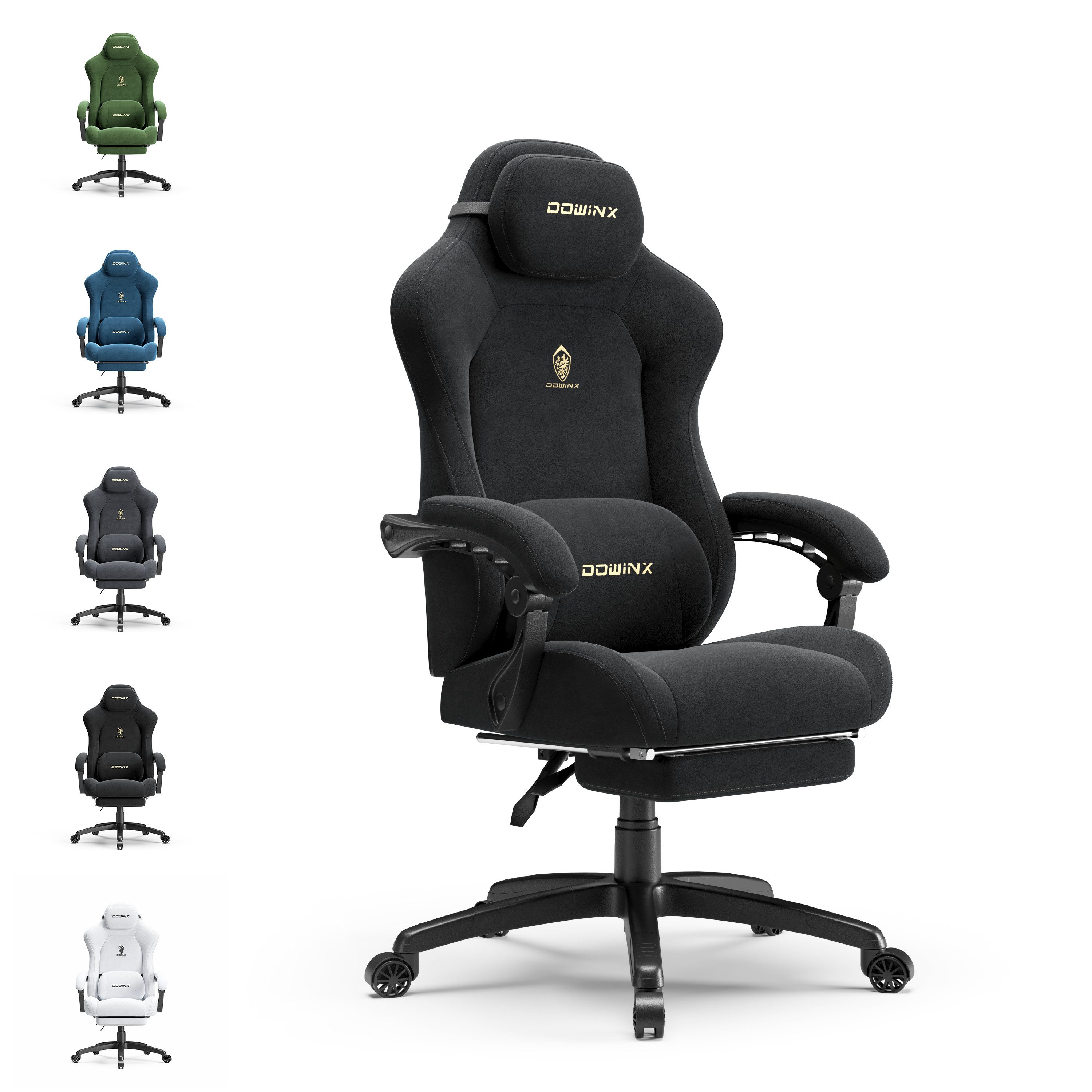 Dowinx Gaming-Stuhl Atmungsaktiver und Ergonomischer Bürostuhl aus Mikrofaser-Velours (Packung), Weiches Sitzgefühl, Verstellbarer Schreibtischstuhl mit Fußstütze