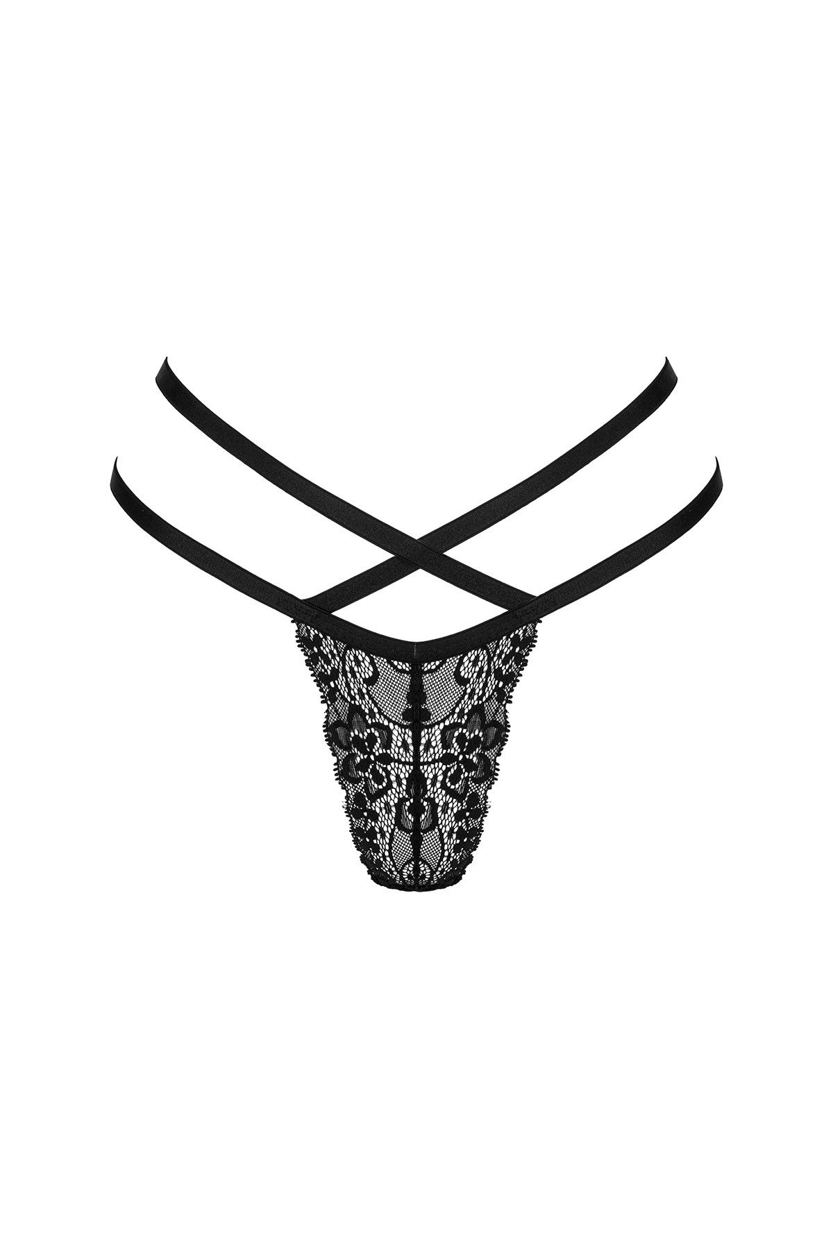 SpaLeXLine String String Nozomi schwarz mit Spitze Blumenmuster elastisch Tanga (einzel, 1-St)