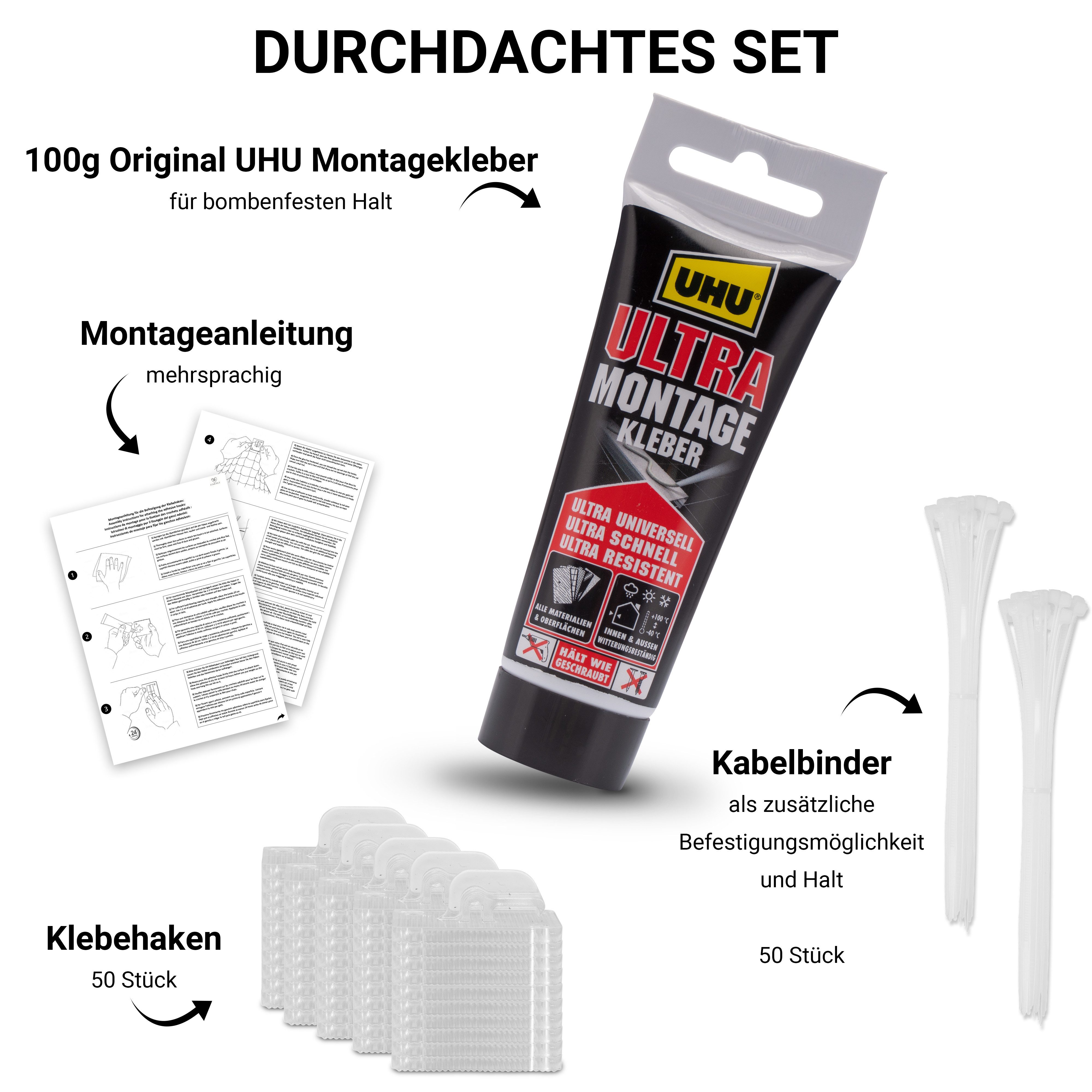 FinoPet Sichtschutzbefestigung FinoPet Klebehaken und Montagekleber und Kab günstig online kaufen