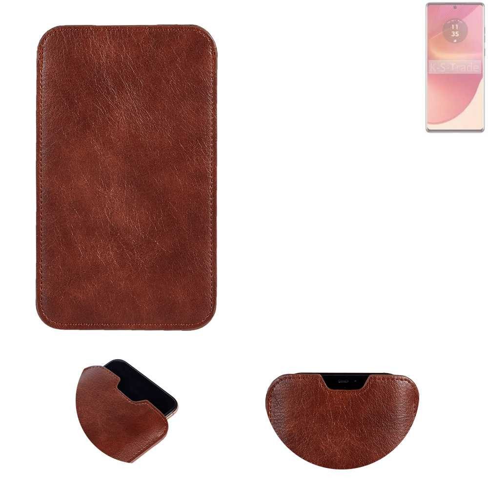 K-S-Trade Handyhülle für Motorola Edge 50 Fusion, Schutzhülle Handyhülle Handytasche Kunstleder Sleeve in braun